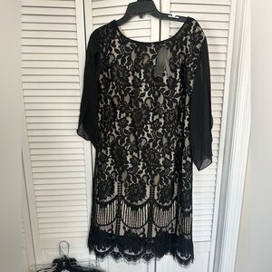 Cooan Elegant Black Lace Dress size Xl
